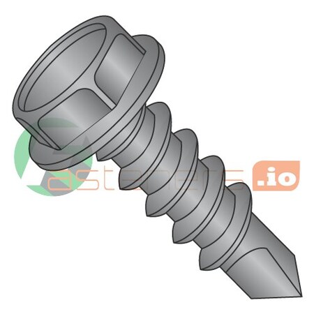 Newport Fasteners Self-Drilling Screw, #14 x 1 in, Black Oxide 410 Stainless Steel Flange Hex Head External Hex Drive 415489